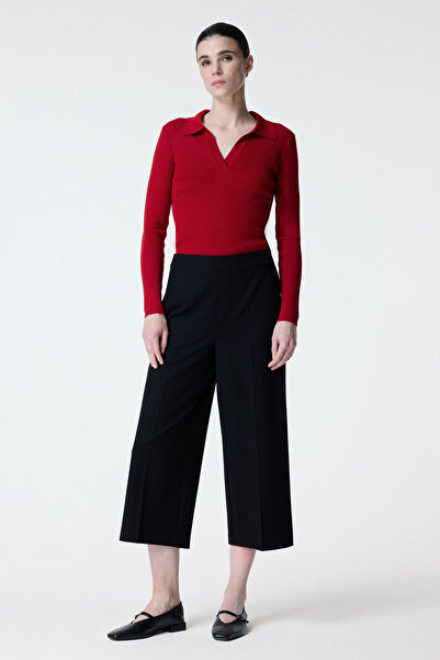 adL Siyah Gabardin Culotte Pantolon