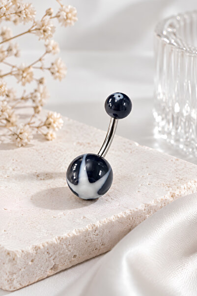 Siyah Beyaz Mermer Desenli Piercing