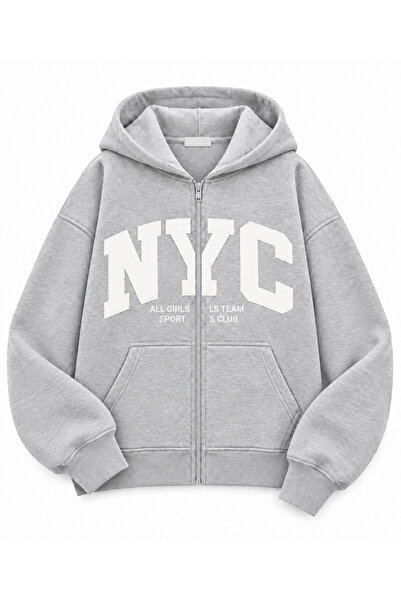 HAI COLLECTİON Çocuk 3 İplik Yazı Baskılı Fermuarlı Hoodie – Kapüşonlu Cepli ...