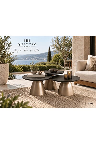 QUATTRO HOME Lunessa 1095 3’lü Yuvarlak Orta Sehpa