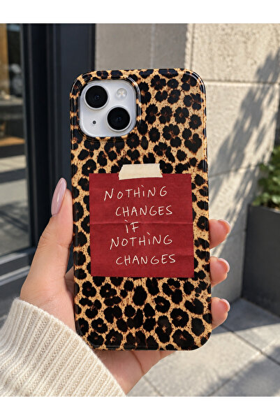 OVADA İPhone 13/14/15 Uyumlu Leopar Desenli İçi Kadife Siyah Silikon Telefon ...