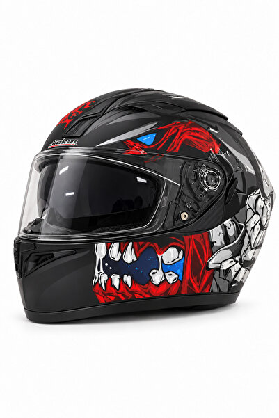 JIEKAI Full Face Kask Mat Black Monster