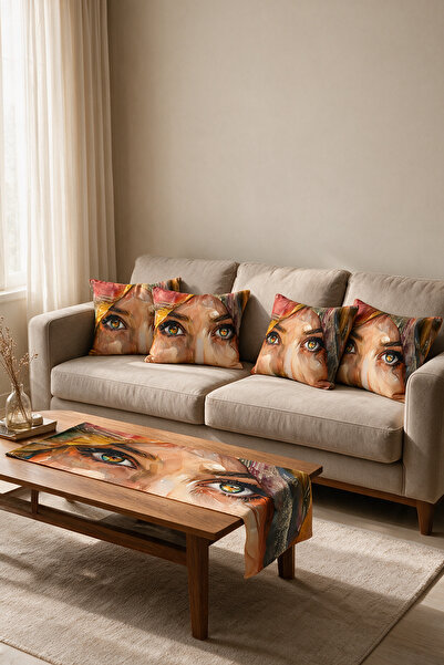 LadiesHome Artistic Woman's Face Double-Sided Printed Suede 5-Piece Lounge Se...