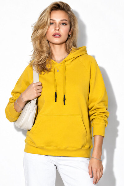 VENA Kadın Maria Kapüşonlu Şardonlu Loose Fit Sweatshirt-Limon Küfü