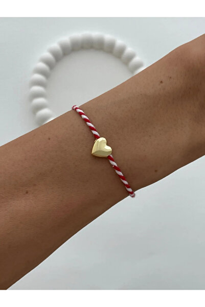 Luparadis Heart Design Red and White Marteniçka Rope Bracelet