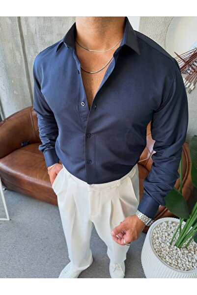 Slim Fit Saten Gömlek