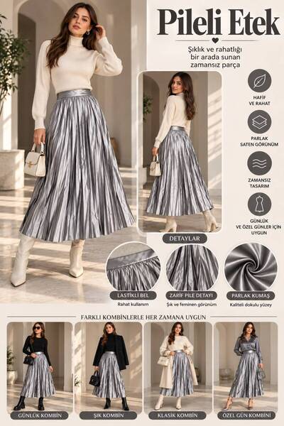 Generic Brand 100% Polyester Printed Chiffon Midi Pleated Skirt Size 38-46