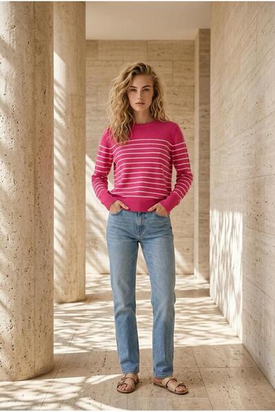Nikitas Design Spanish Cuffed Button Detailed, Striped Knitwear