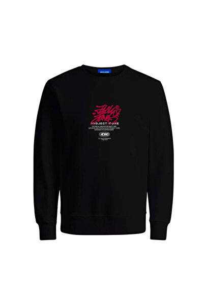 Jack & Jones JCOSCRIPTURE Φούτερ με στρογγυλή λαιμόκοψη FST 12284448-BLACK Μαύρο