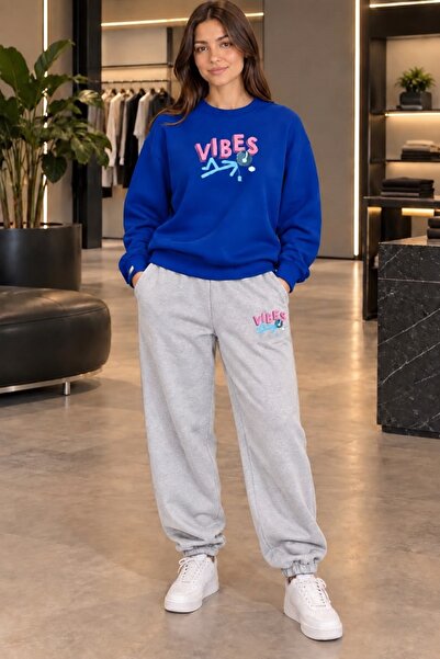 FAEL LİFE VIBES UNISEX Φούτερ και Παντελόνι Φόρμας με Στάμπα Oversize Premium...
