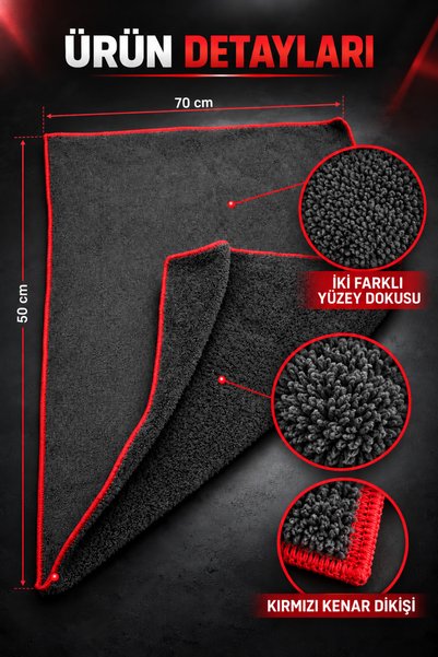 mylora Tank Oto Kurulama Bezi 50x70cm Çift yüzlü Mikrofiber Araç Kurulama Havlusu
