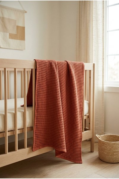 Dokuvia Wafflenest 100% Cotton Waffle Baby Blanket 90X110 cm Crib Cover Baby ...