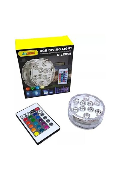 OEM Andowl Φως Αδιάβροχο 10 LED RGB με Χειριστήριο Q-LED95 - LED RGB Diving L...