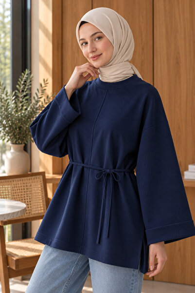 EFRAH Kadın Tesettür Oversize Kuşaklı Salaş Tunik