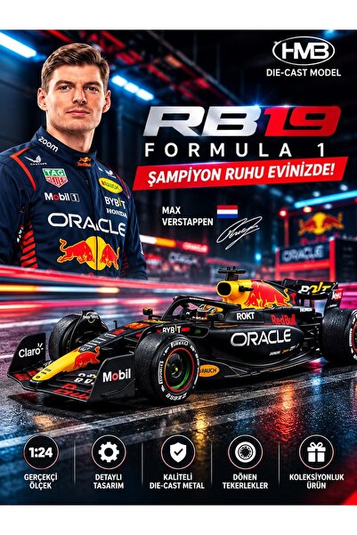Red Bull Racing HMB Oracle RB19 F1 1:24 Ölçek Metal Model Araba