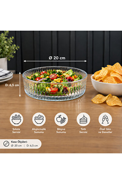 Elta Collection Rain Kristal 20 Cm Salata Kasesi Cam Sunumluk- Servis Kasesi