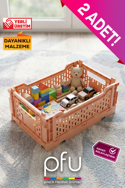 PFU Pratik Faydalı Ürünler Katlanır Renkli Kasa Sepet 26x17 Cm | Çok Amaçlı Y...