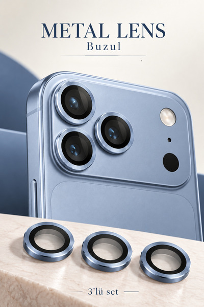 Evax [Metal] iPhone 18 Pro Max / 18 Pro Uyumlu Buzul Rengi Metal Çerçeveli Ca...