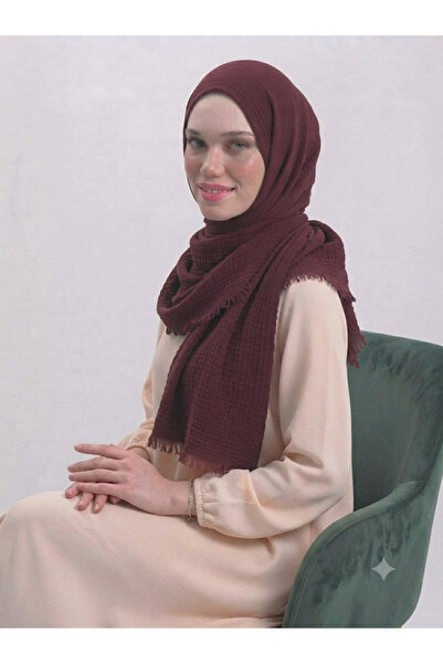Nazellaa Poloist Bürümcük Shawl Dark Dark Burgundy