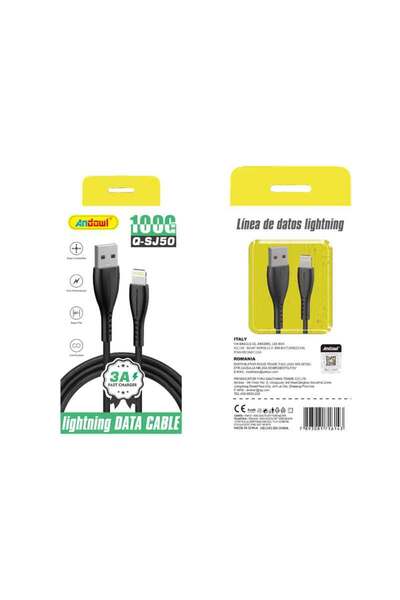 OEM Andowl Καλώδιο δεδομένων USB σε Lightning 3A 1m Q-SJ50 - Data Cable