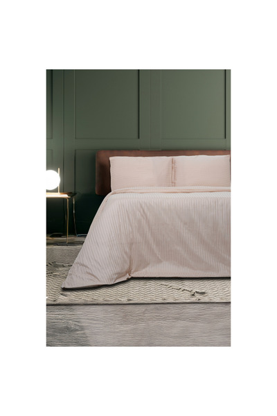 ALIS HOME Premium Vertical Striped Satin Duvet Cover Set