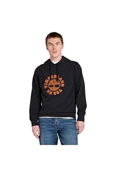 Timberland سويت شيرت بقلنسوة أسود للرجال من هوليداي جرافيك