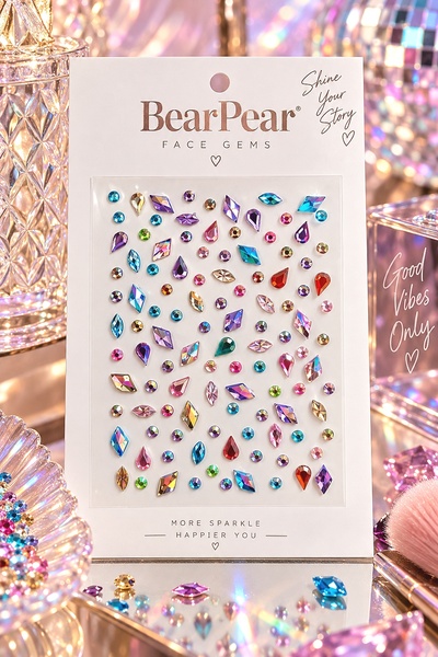 BearPear Renkli Kristal Yüz Taşı Seti – Festival, Makyaj, Telefon Kılıfı ve Dekoratif Süsleme Taşları