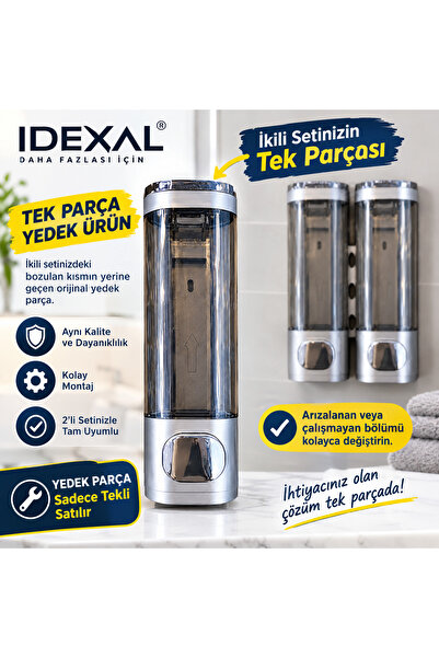İDEXAL Şampuan Duş Jeli Dispenseri Tekli YEDEK PARÇA Parça 300 ML İkili Set Uyumlu