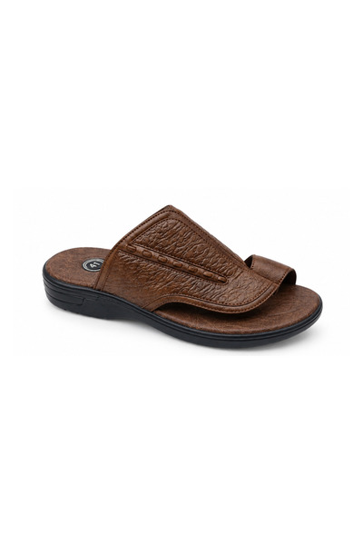 Generic Men's Brown Casual Sandals – Comfortable Slip-On Leather-Look Sandals...
