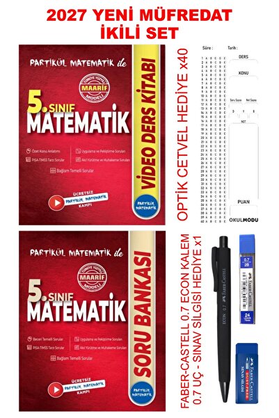 Partikül Matematik 5. Sınıf Video Ders Kitabı - Soru Bankası 2'li Set