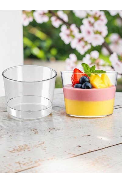 Generic Brand 20 Pieces of Magnolia Bowl Without Lid, Round Mica Transparent 250 Cc Width: 8 cm | Height: 6 cm