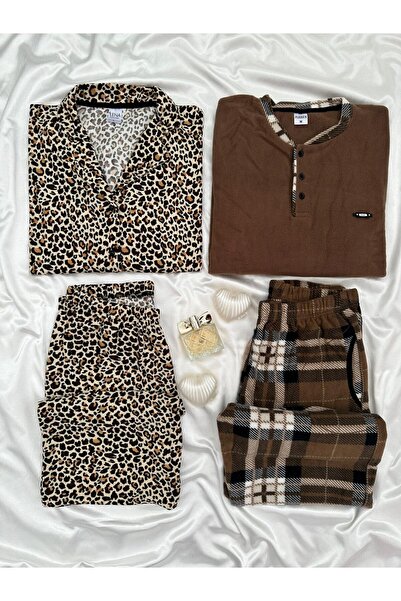 Lena Homewears Günlük Rahat Sevgili Çift Uzun Kollu Pijama Takımı (2’li Set)