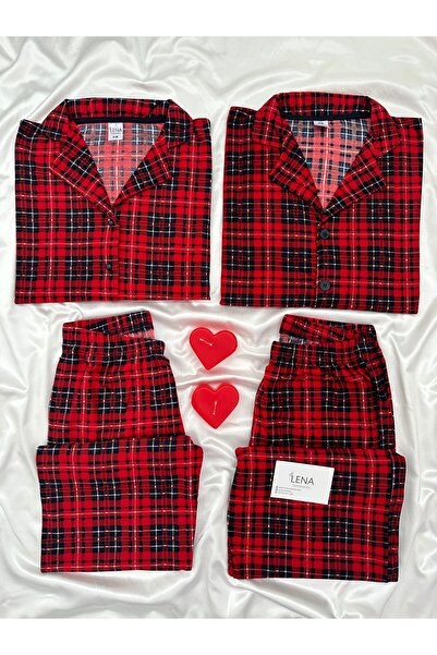 Lena Homewears Günlük Rahat Sevgili Çift Uzun Kollu Pijama Takımı (2’li Set)