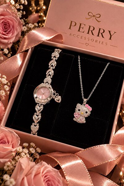 perry accessories kararmaz çelik hello kitty kolye ve kalp charmlı winx saat ...