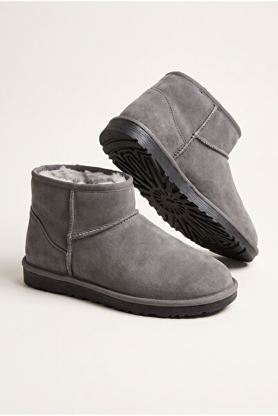 LEMİ SHOES Süper Mini Bağcıksız Düz Ve Ince Taban Içi Kürklü Kısa Süet Kadın ...