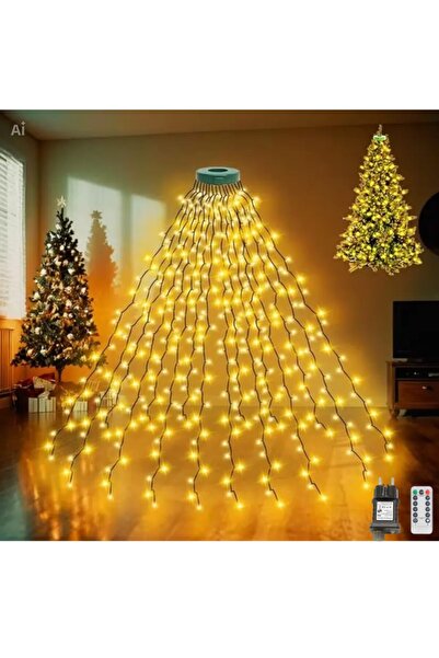 BZRSH Instalație luminoasă tip cascadă pentru bradul de Crăciun, 400 LED-uri ...