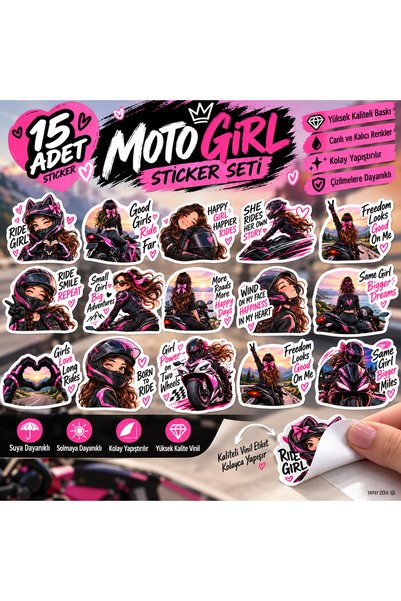 30 adet motosiklet süren kızlara özel sticker motosiklet etiketi