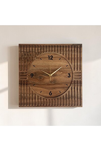 ISLA HOME Kare Ahşap Duvar Saati 40x40 cm – Sessiz Akar Mekanizmalı Dekoratif...