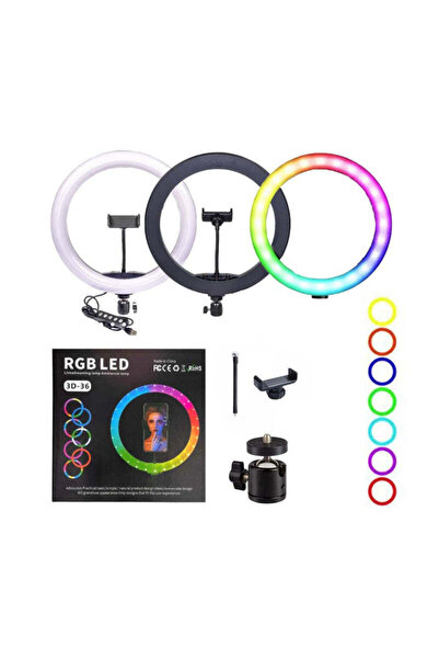 OEM RGB LED Ring Light 36cm (14") με Βάση Κινητού & Ρυθμιζόμενο Φωτισμό 3D-36...
