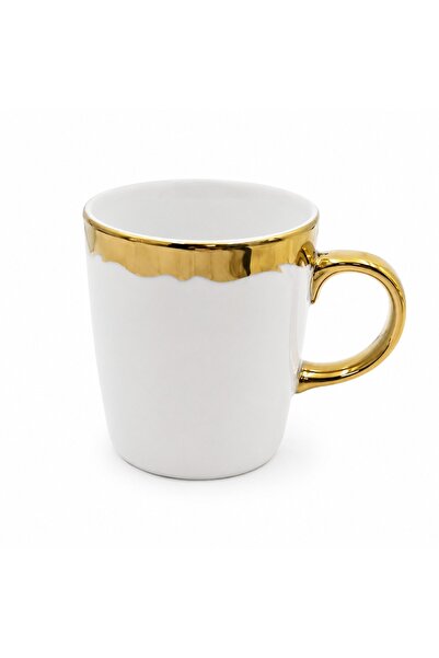 OEM Cană elegantă din porțelan auriu pentru cafea și ceai, 250 ml, albă cu de...