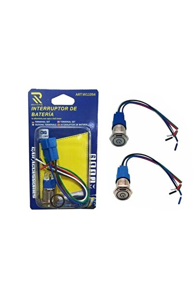 OEM LED Φωτιζόμενος Διακόπτης Χωνευτός - Μπουτόν On/Off Ανοξείδωτος 12-24V