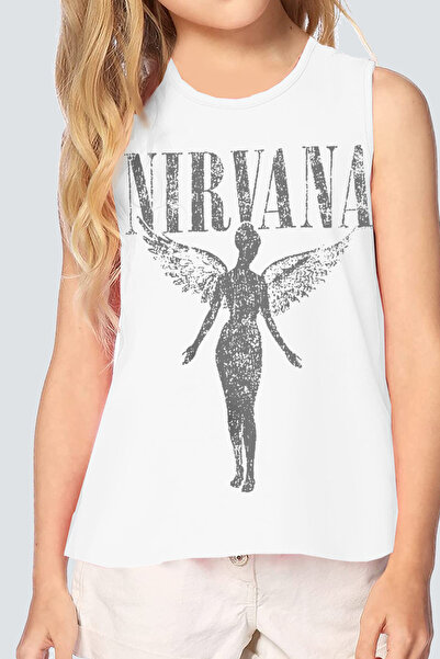 ROCKANDROLL Melek Nirvana White Girls' Cut Sleeve / Sleeveless T-Shirt