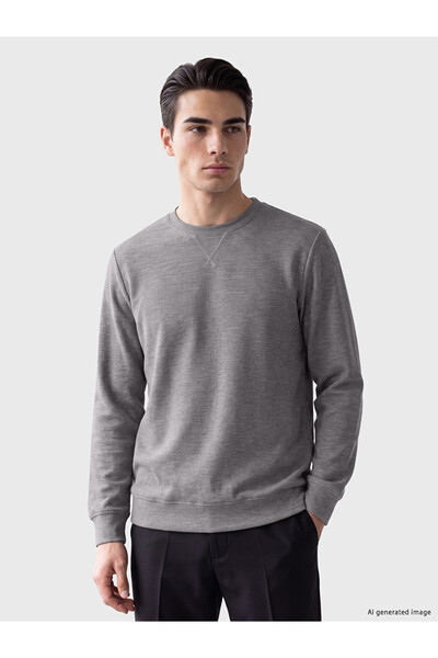 LC Waikiki Vizyon New Season Gray Crew Neck Men's Sweatshirt