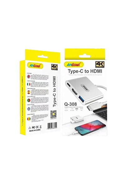 OEM Andowl Type C σε HDMI Αντάπτορας με πολλές Θύρες Q-308 - Type C to HDMI
