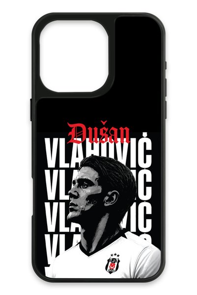 Beşiktaş Dušan Vlahović Portrait iPhone 16 Pro Max Case (Glass) - Licensed Or...