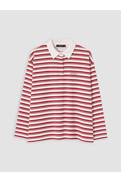 LC Waikiki Alita City Farkıyla Lcw Modest Red 3 Thread Striped Standard & Reg...