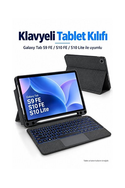 Fuchsia Galaxy Tab S9 FE S10 FE S10 Lite Uyumlu Klavyeli Tablet Kılıfı Trackp...