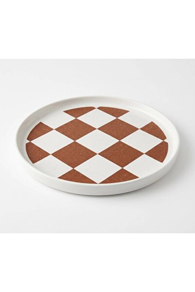 G.Wurm G. Wurm porcelain decorative plate, Rusty Red checkerboard pattern, di...