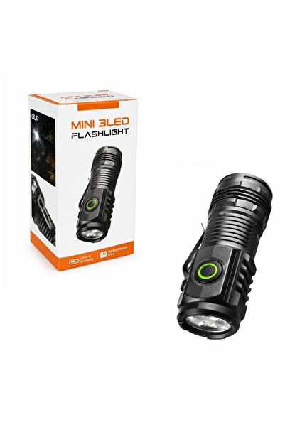 OEM Μίνι Επαναφορτιζόμενος Φακός LED 3 LED USB Type-C Αδιάβροχος - Mini Recha...