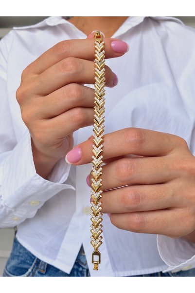 Ressia Zircon Stone Fishbone Model Extended Bracelet